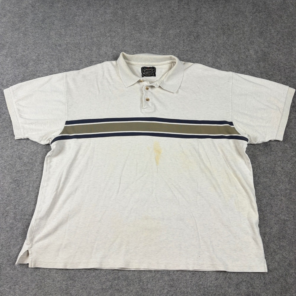 The Arrow Company Polo Shirt‎ Mens XL White Striped Pastime Short Sleeve Golf